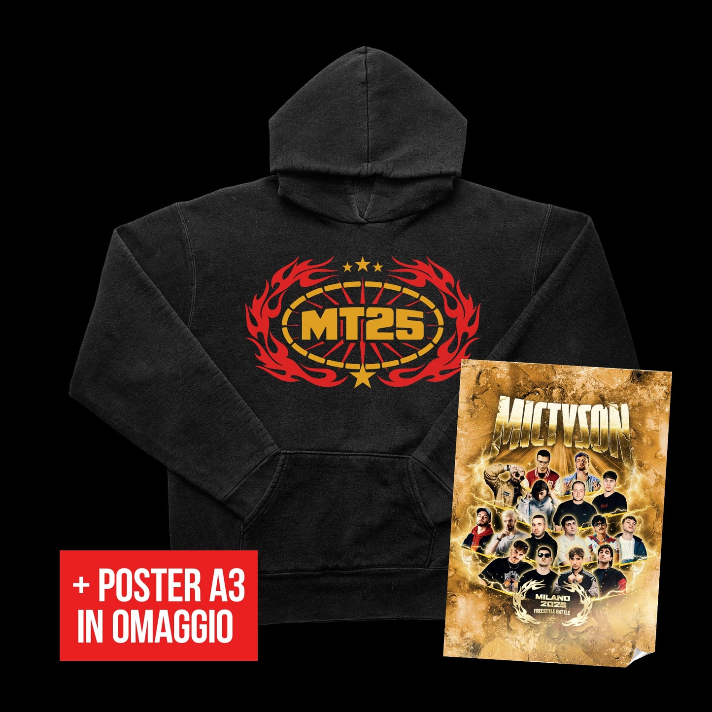 MIC TYSON 5 - Black Logo Hoodie + Poster OMAGGIO